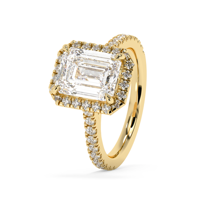 Emerald Solitaire Lab Grown Diamond Engagement Ring