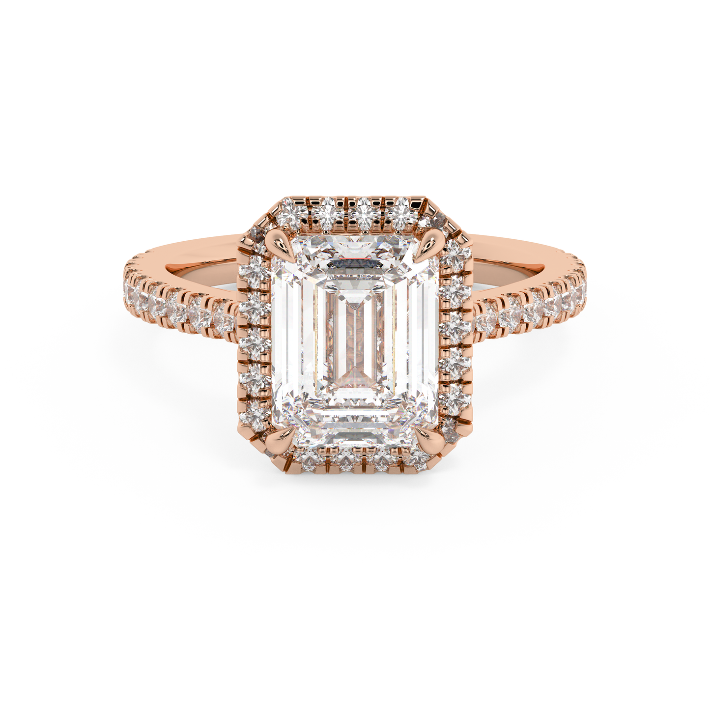 Emerald Solitaire Lab Grown Diamond Engagement Ring