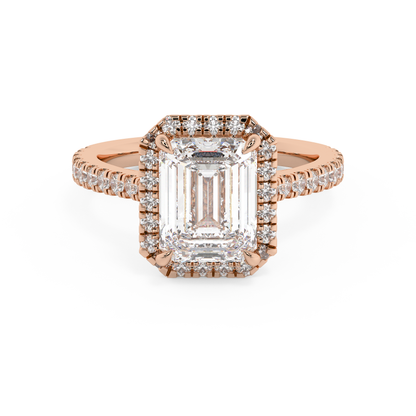 Emerald Solitaire Lab Grown Diamond Engagement Ring