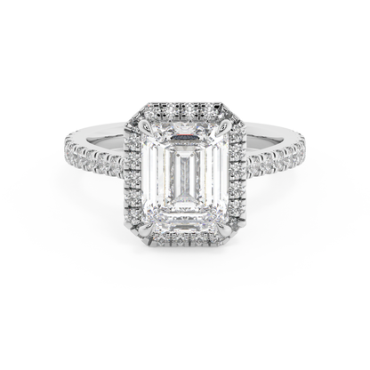 Emerald Solitaire Lab Grown Diamond Engagement Ring