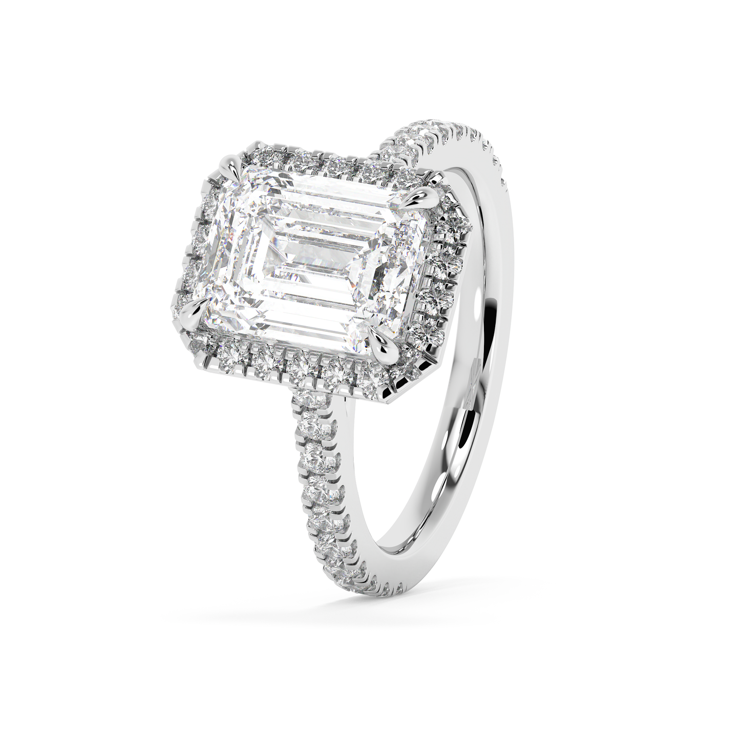 Emerald Solitaire Lab Grown Diamond Engagement Ring