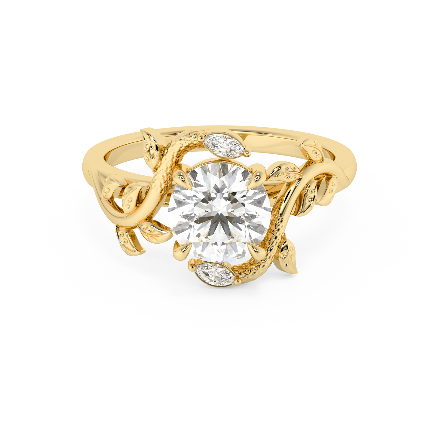 Emerald Solitaire Lab Grown Diamond Engagement Ring