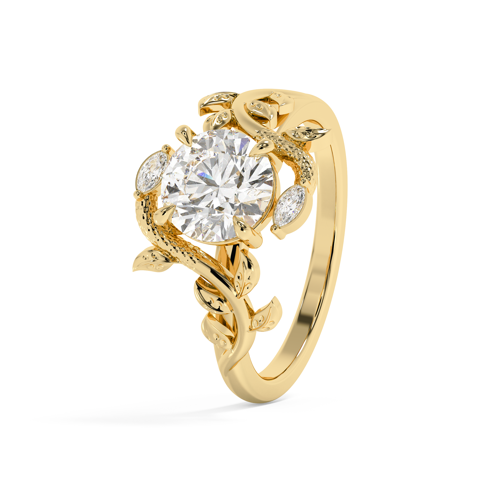 Emerald Solitaire Lab Grown Diamond Engagement Ring