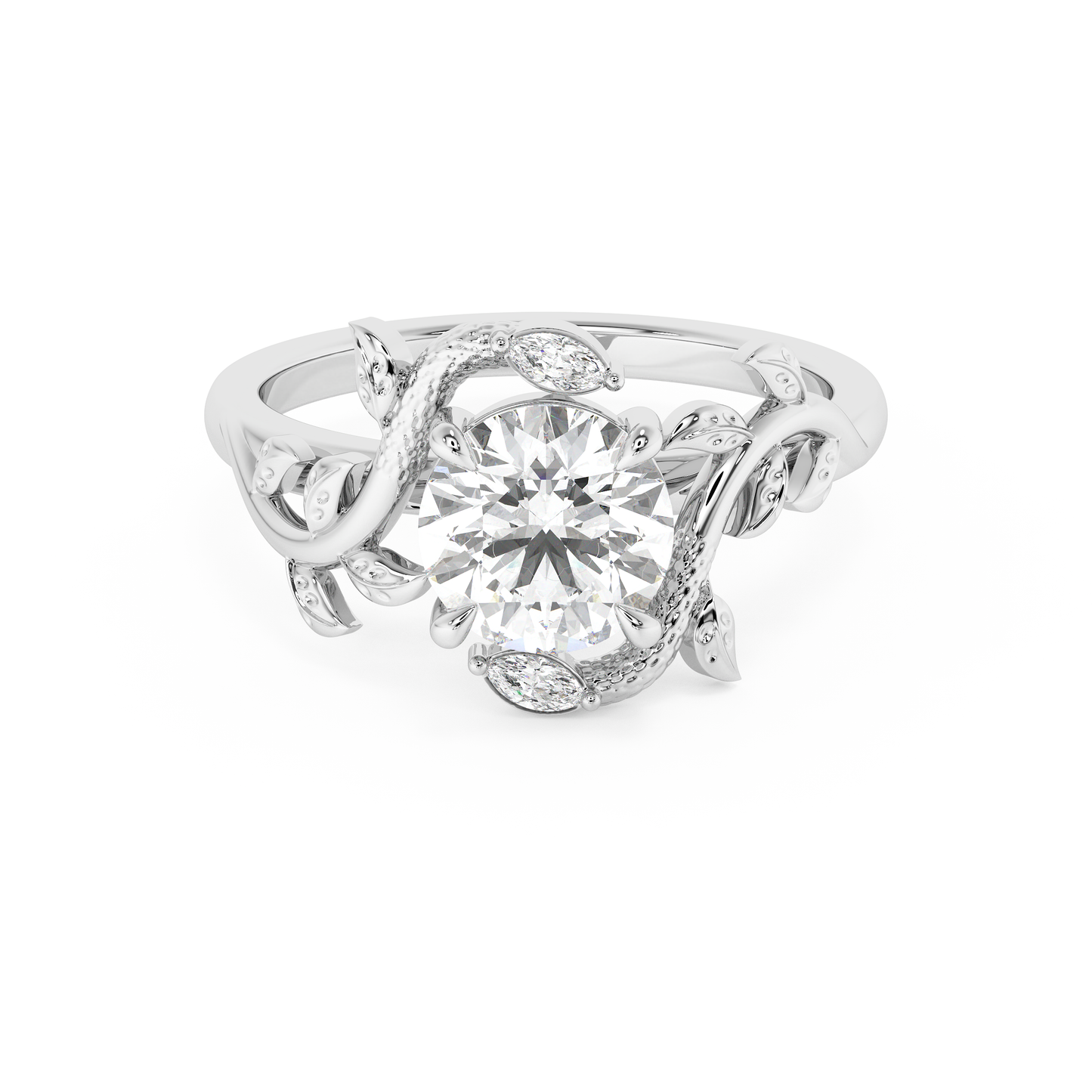 Emerald Solitaire Lab Grown Diamond Engagement Ring