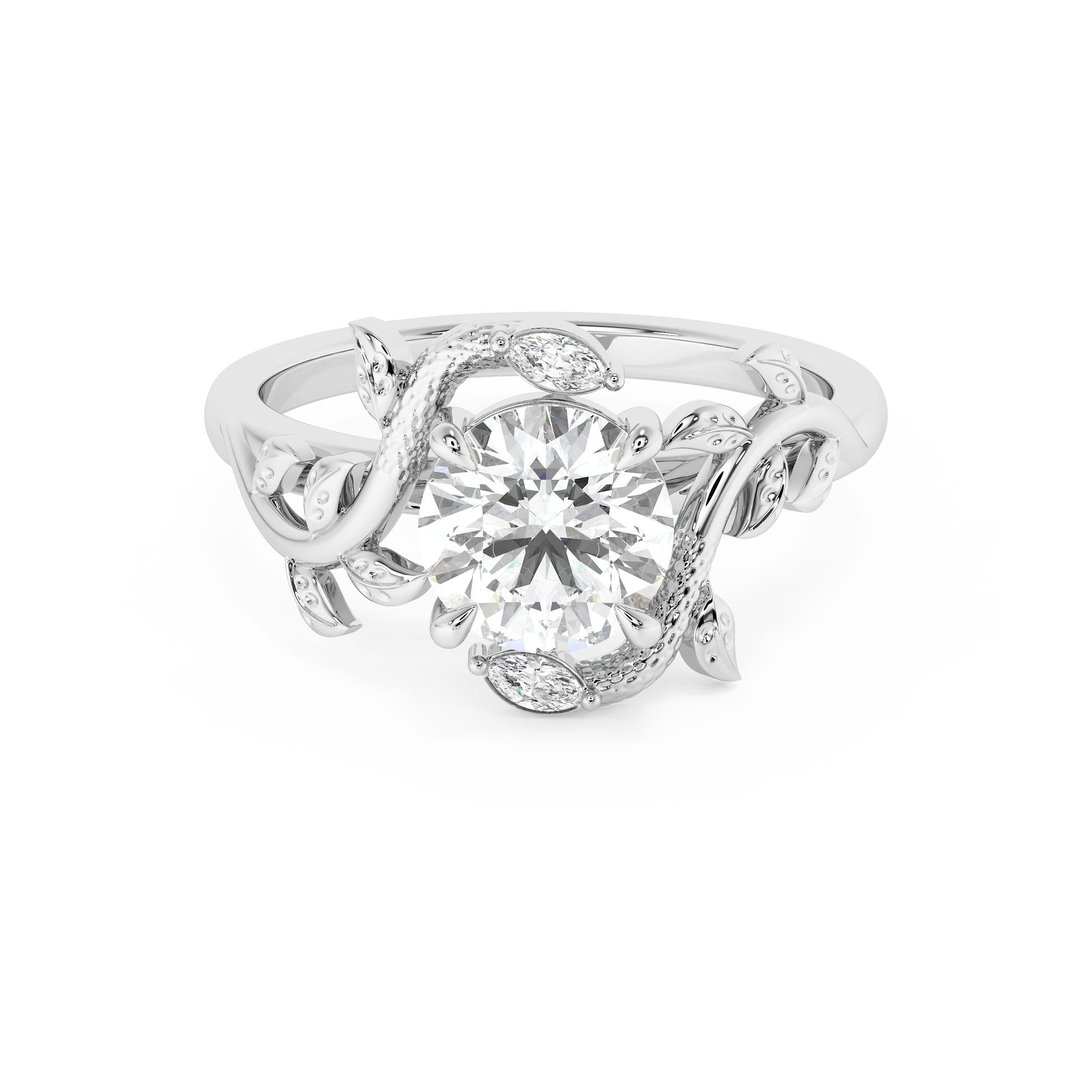 Emerald Solitaire Lab Grown Diamond Engagement Ring