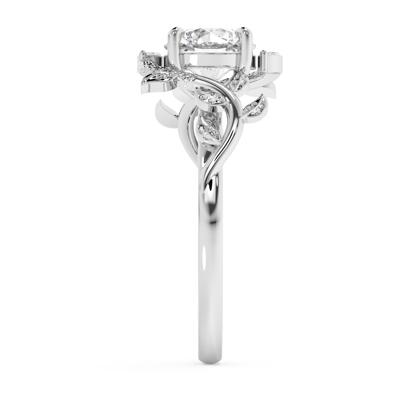 Emerald Solitaire Lab Grown Diamond Engagement Ring