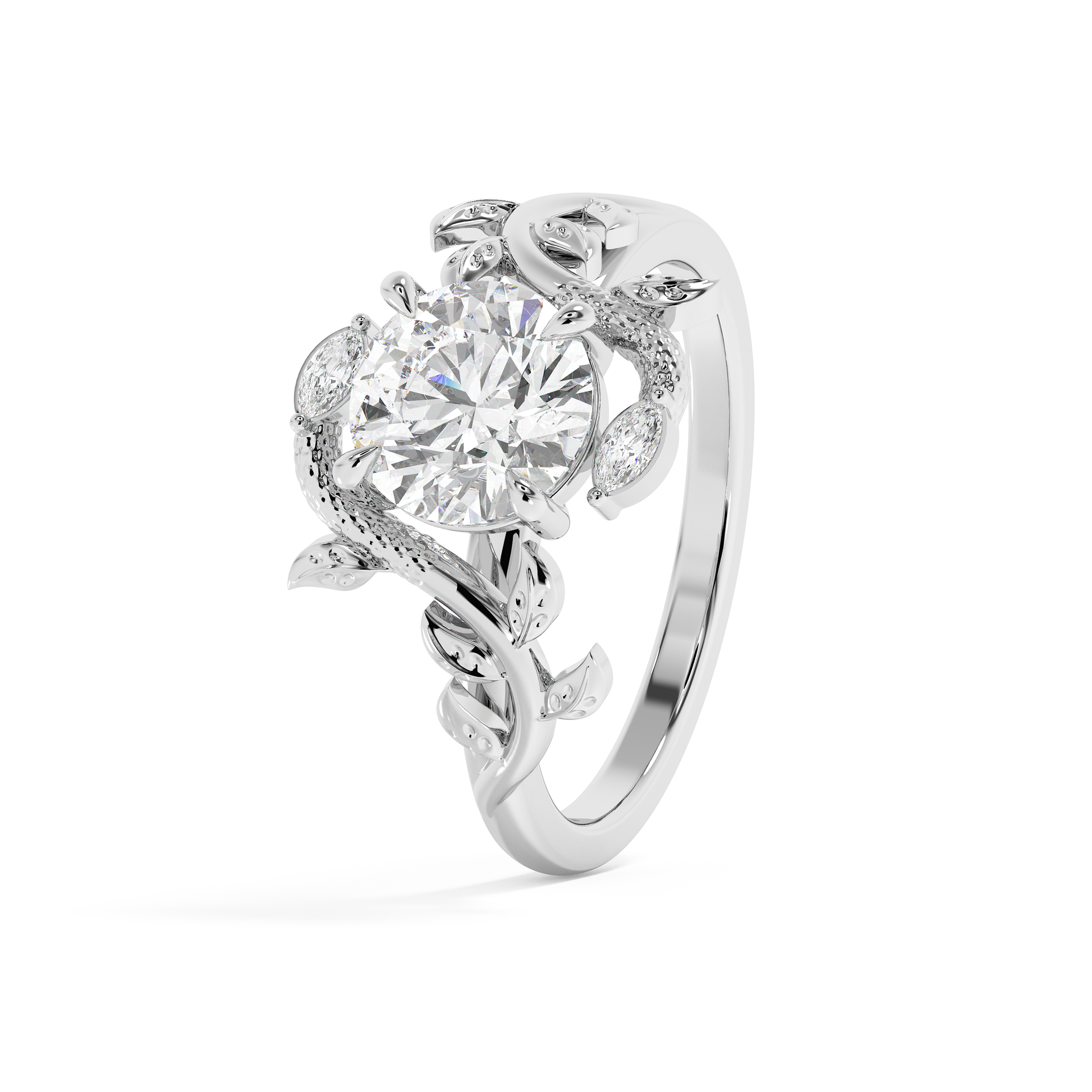 Emerald Solitaire Lab Grown Diamond Engagement Ring