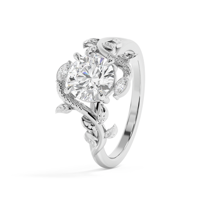 Emerald Solitaire Lab Grown Diamond Engagement Ring