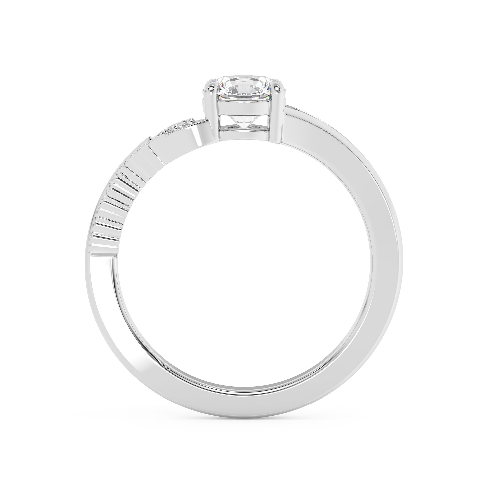 Emerald Solitaire Lab Grown Diamond Engagement Ring