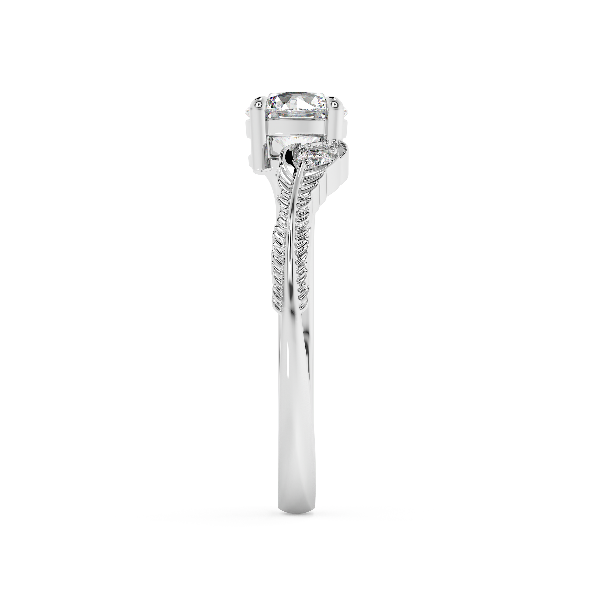 Emerald Solitaire Lab Grown Diamond Engagement Ring