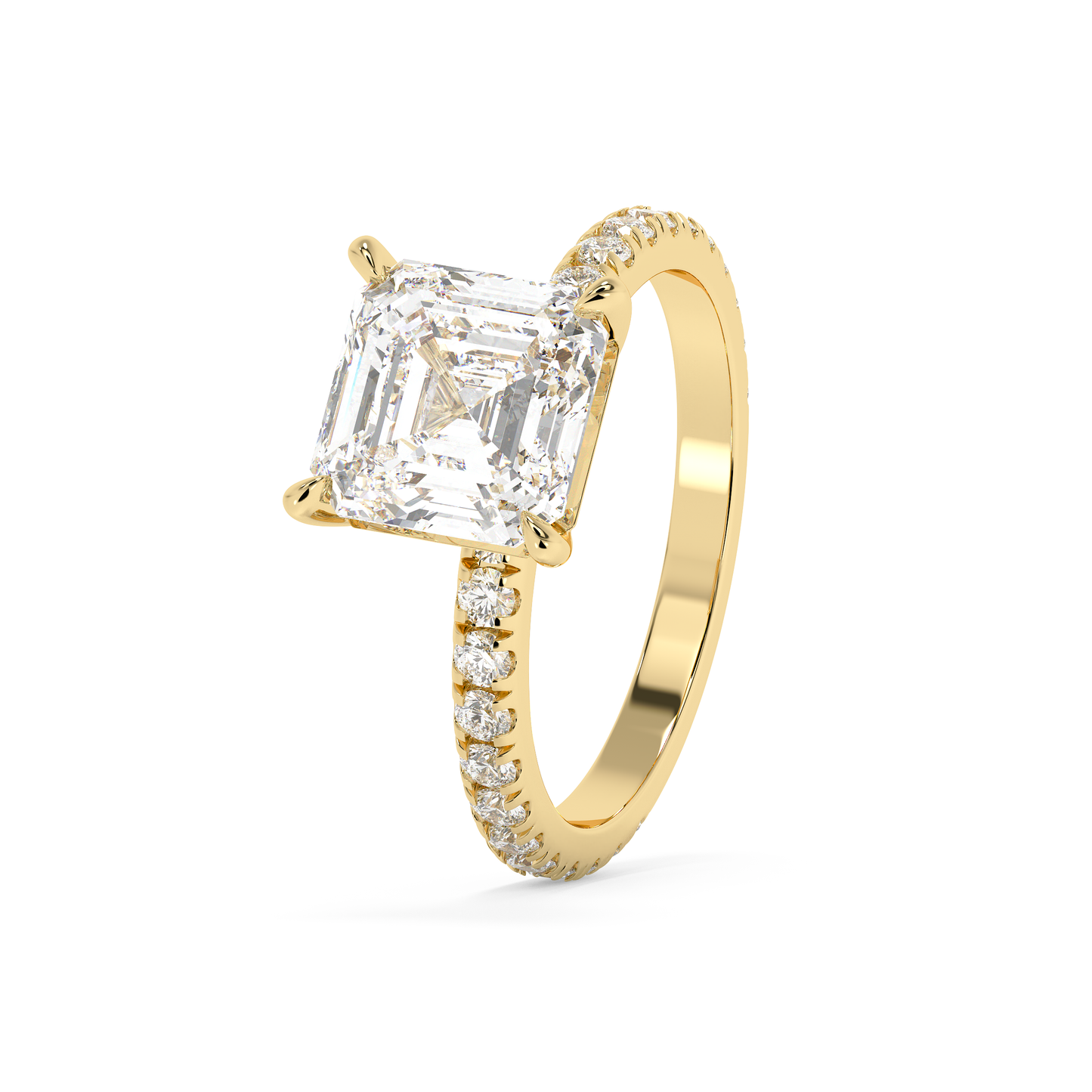 Emerald Solitaire Lab Grown Diamond Engagement Ring