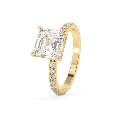 Emerald Solitaire Lab Grown Diamond Engagement Ring