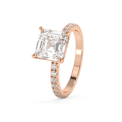 Emerald Solitaire Lab Grown Diamond Engagement Ring