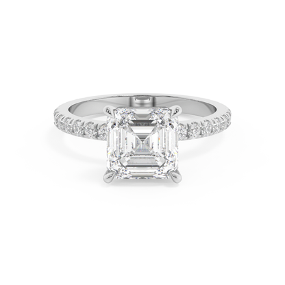 Emerald Solitaire Lab Grown Diamond Engagement Ring