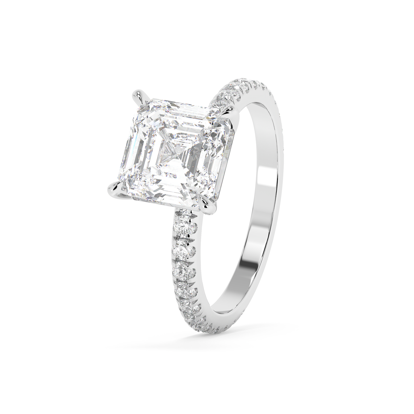 Emerald Solitaire Lab Grown Diamond Engagement Ring