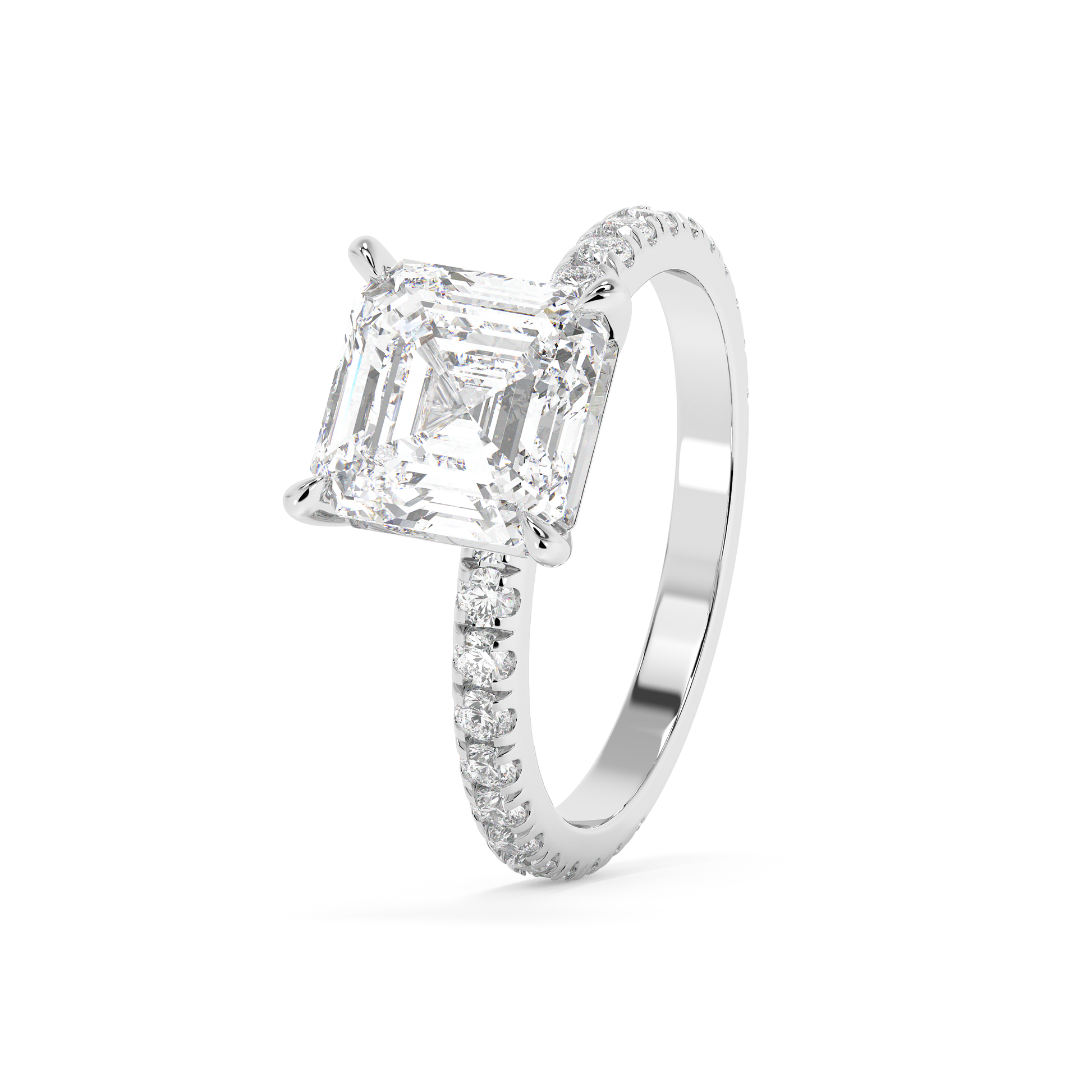 Emerald Solitaire Lab Grown Diamond Engagement Ring