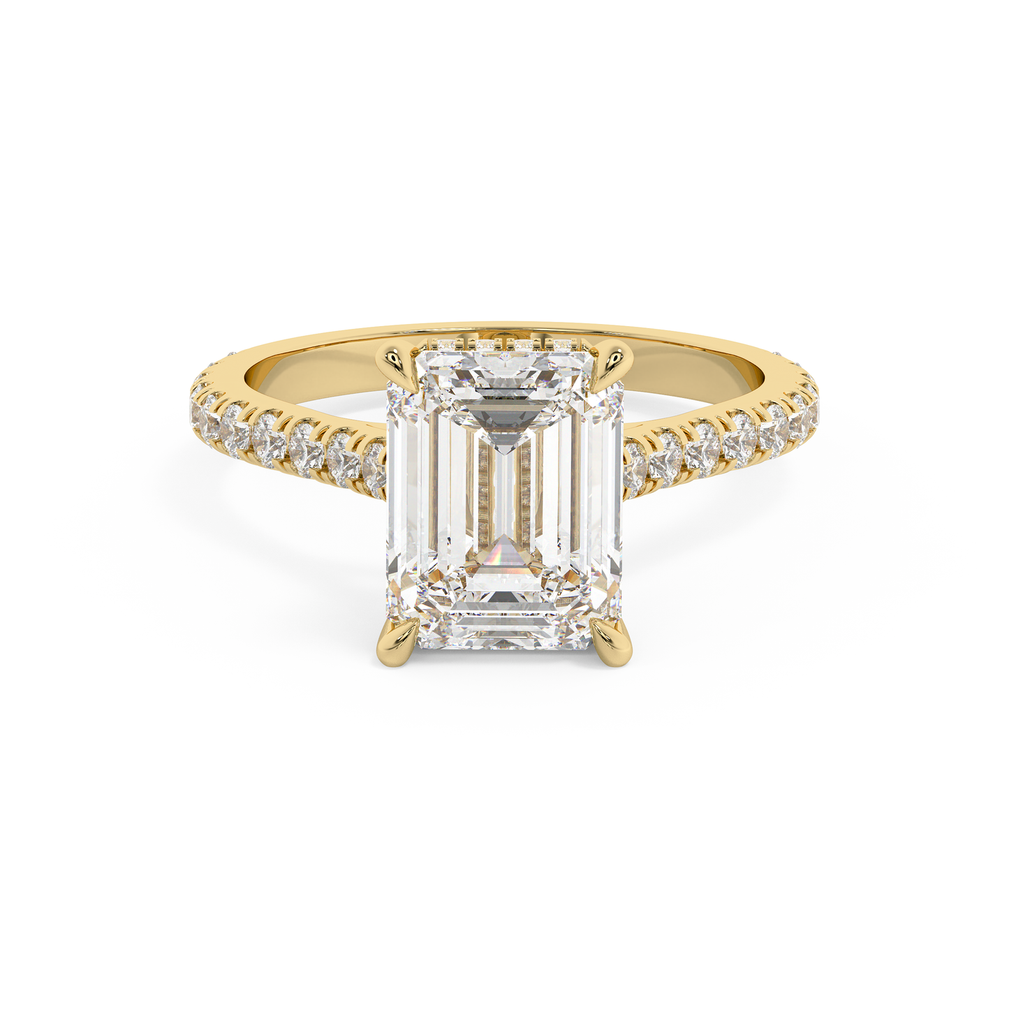 Emerald Solitaire Lab Grown Diamond Engagement Ring
