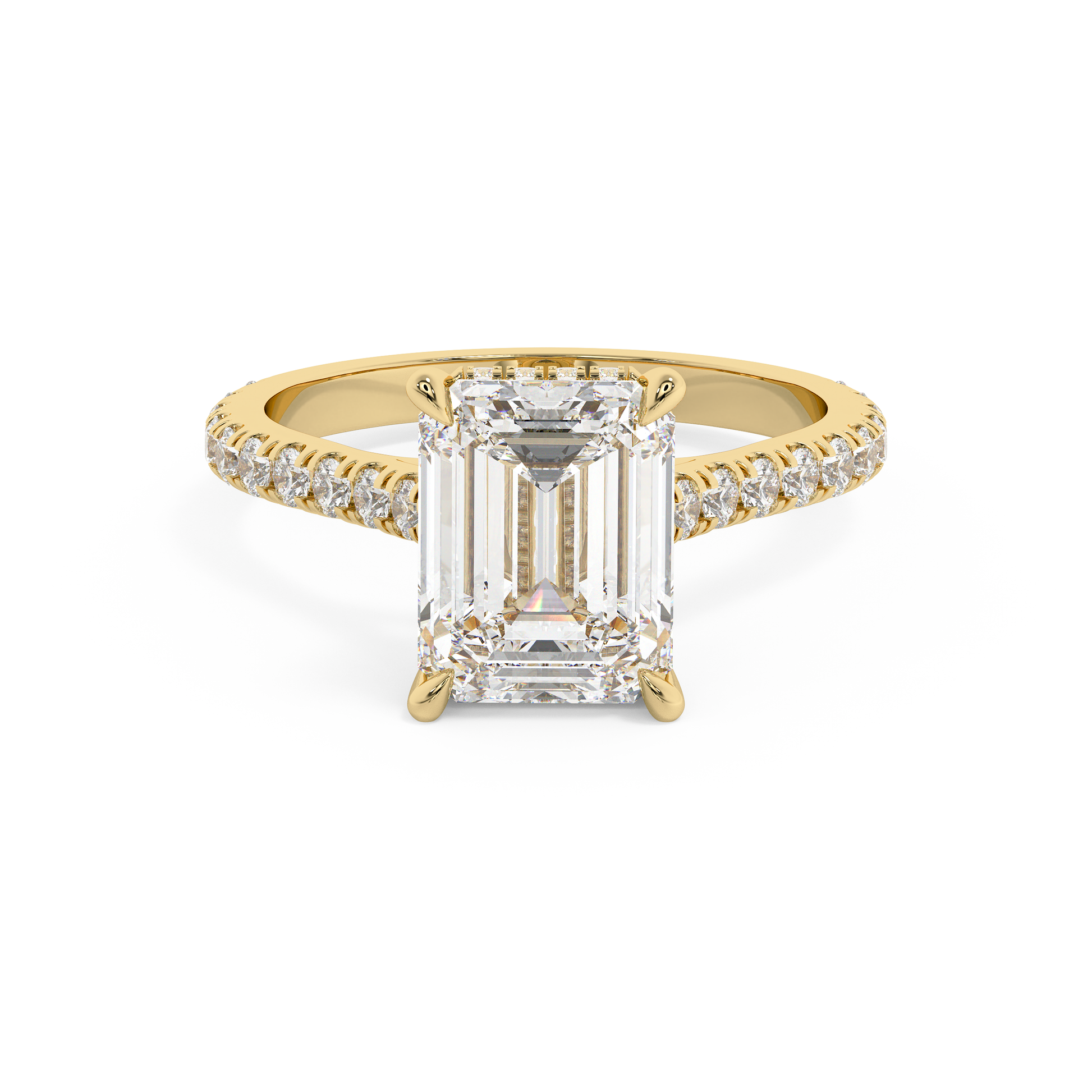Emerald Solitaire Lab Grown Diamond Engagement Ring
