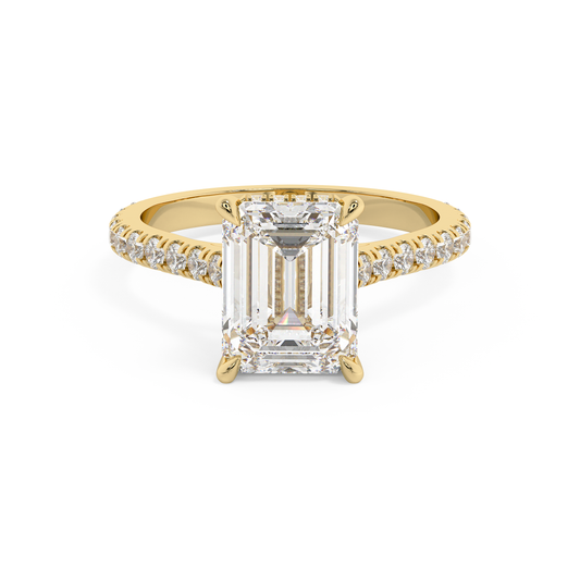 Emerald Solitaire Lab Grown Diamond Engagement Ring