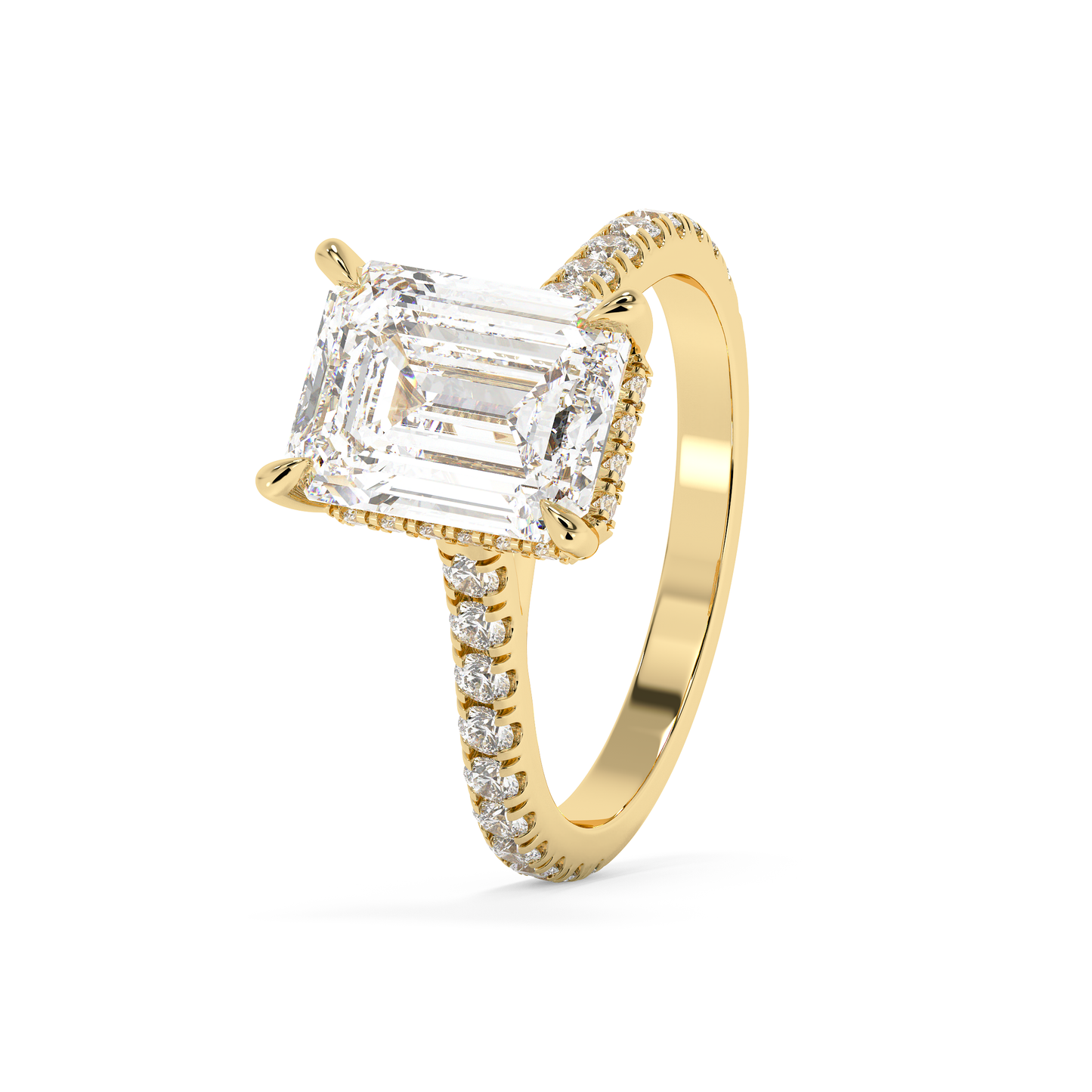 Emerald Solitaire Lab Grown Diamond Engagement Ring