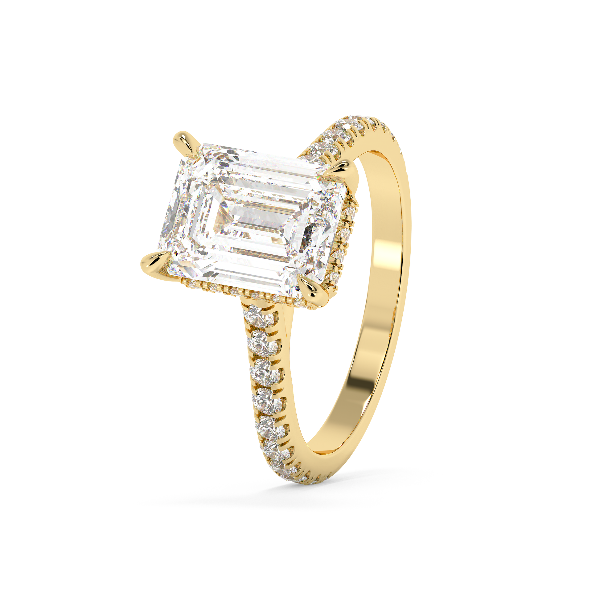 Emerald Solitaire Lab Grown Diamond Engagement Ring