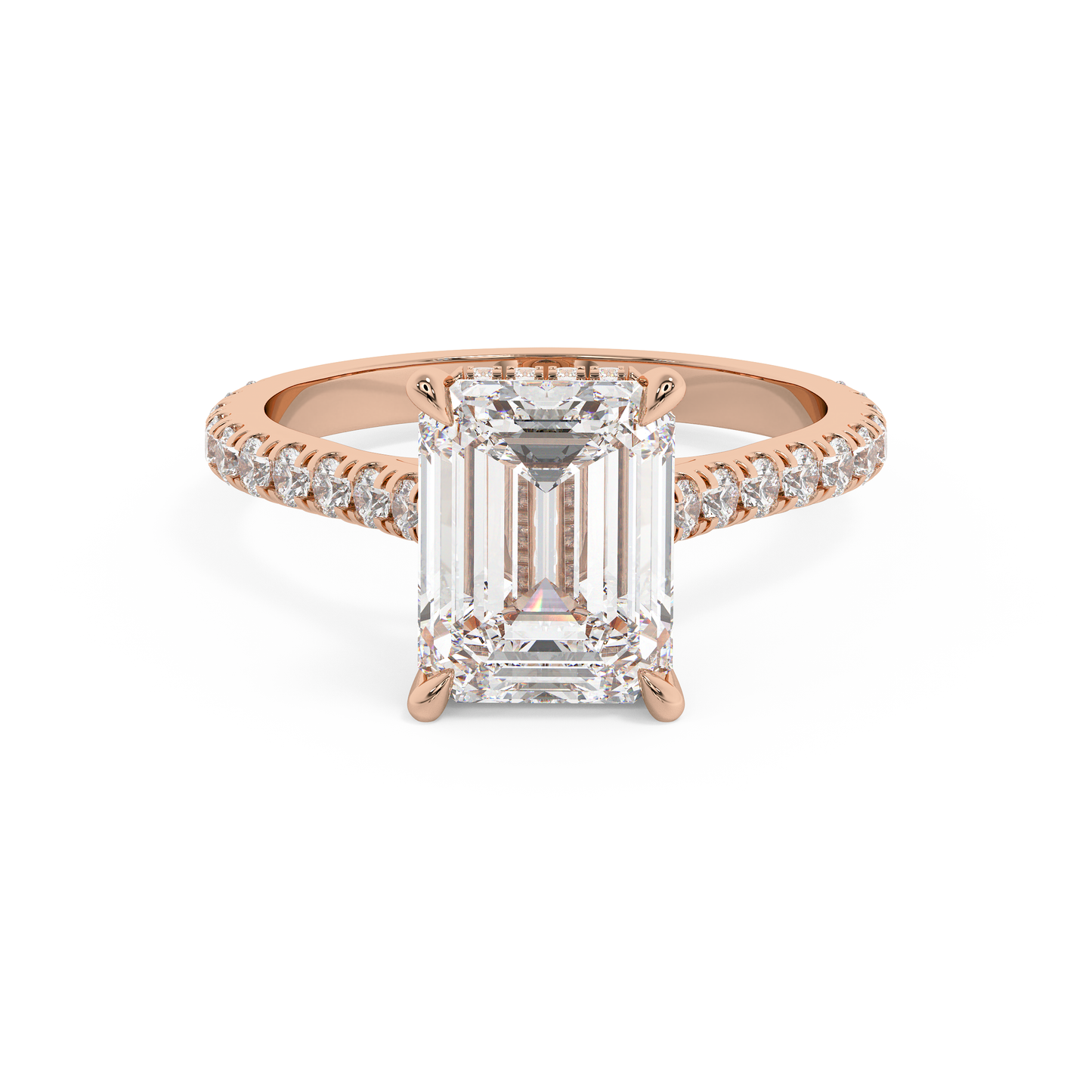 Emerald Solitaire Lab Grown Diamond Engagement Ring