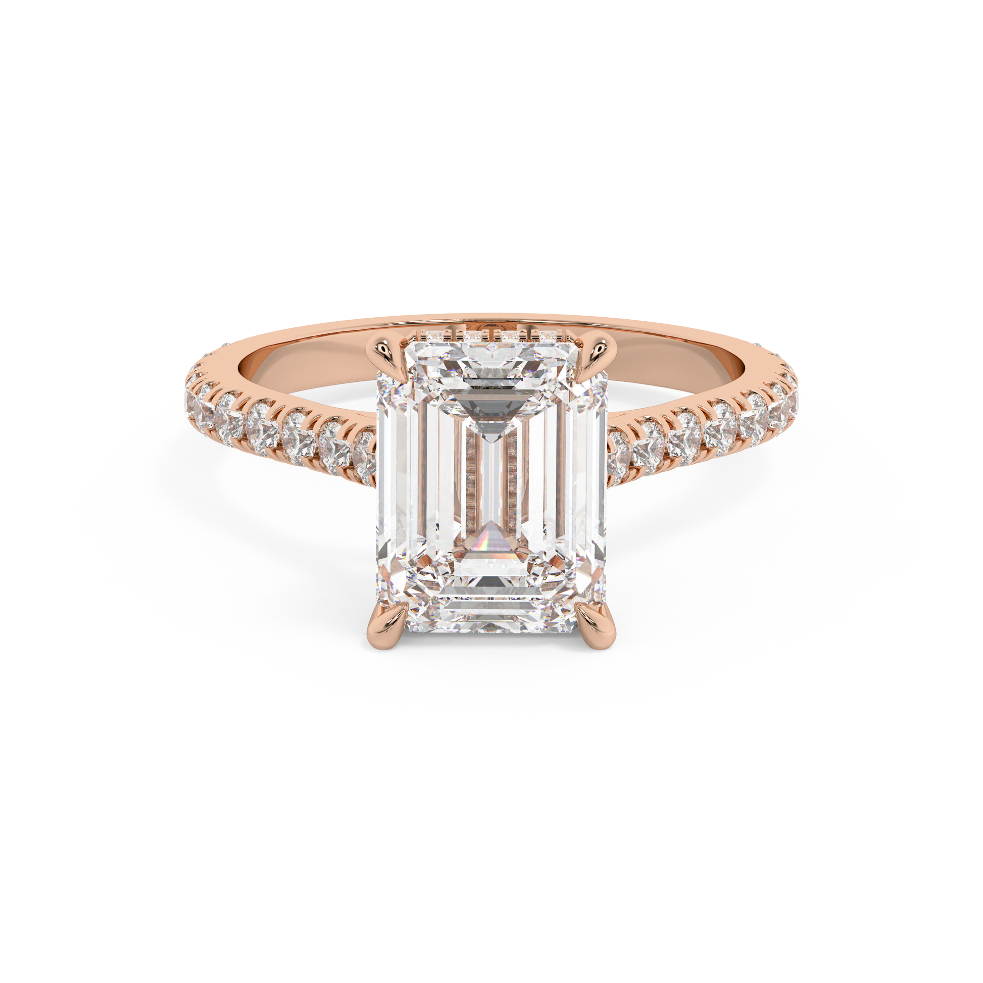 Emerald Solitaire Lab Grown Diamond Engagement Ring