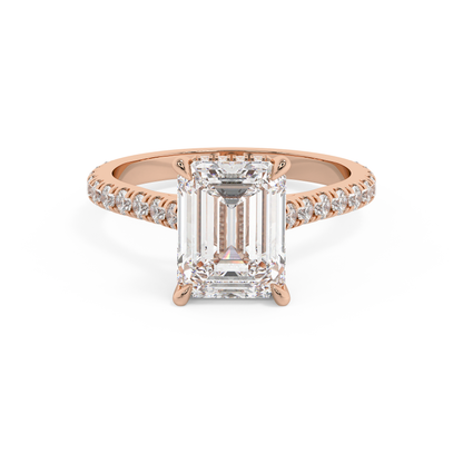 Emerald Solitaire Lab Grown Diamond Engagement Ring