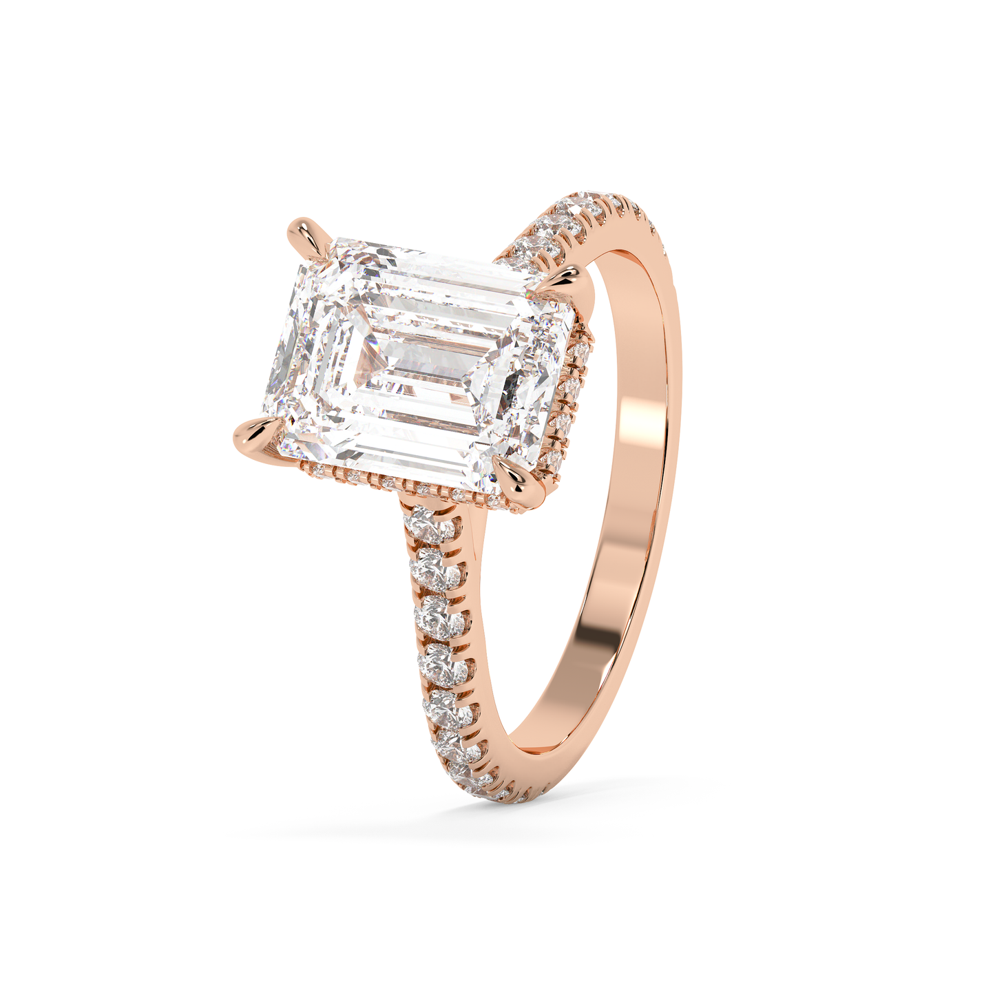 Emerald Solitaire Lab Grown Diamond Engagement Ring