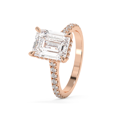 Emerald Solitaire Lab Grown Diamond Engagement Ring