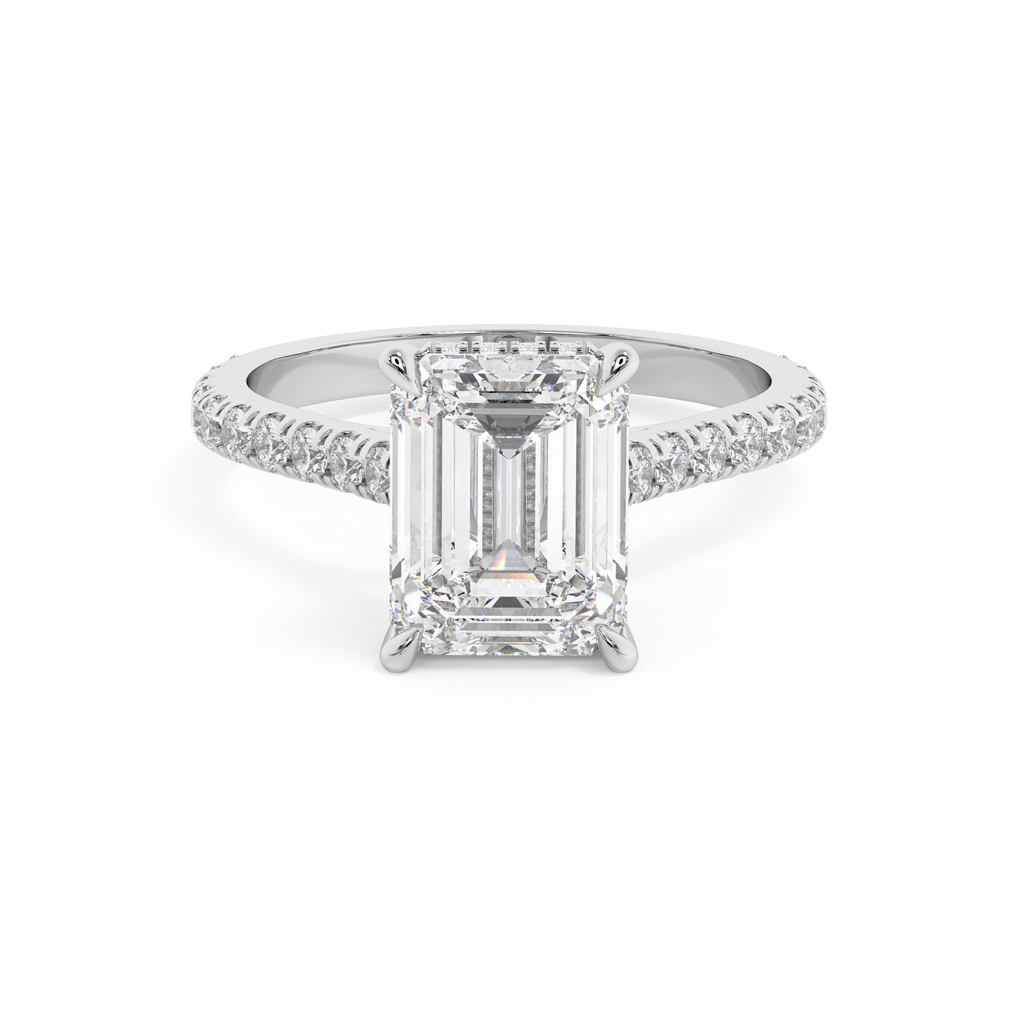 Emerald Solitaire Lab Grown Diamond Engagement Ring