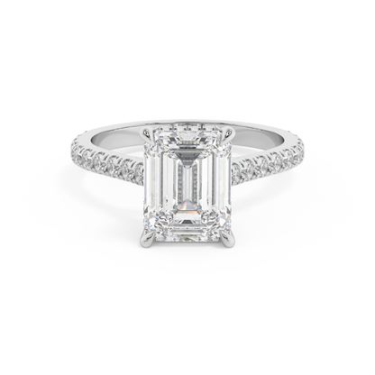 Emerald Solitaire Lab Grown Diamond Engagement Ring