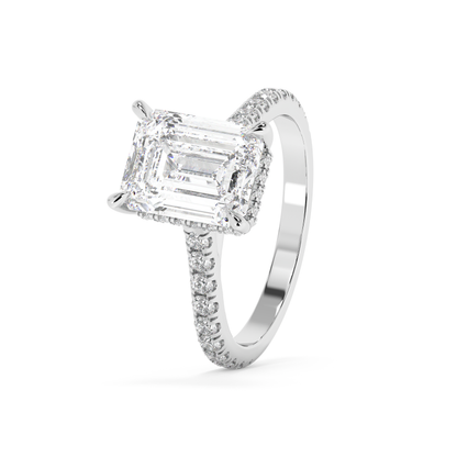 Emerald Solitaire Lab Grown Diamond Engagement Ring
