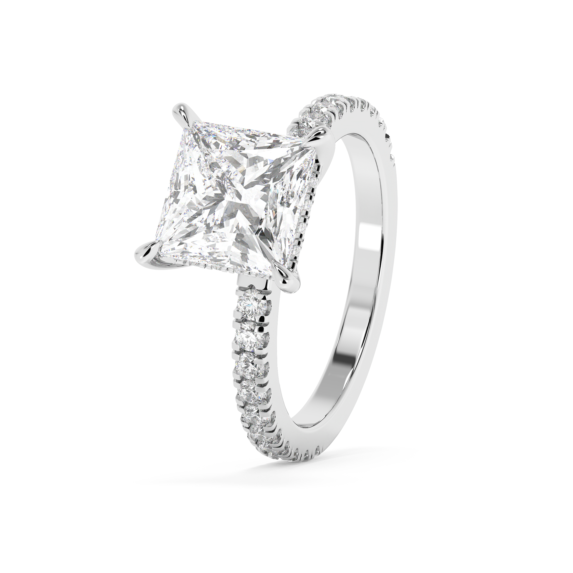 Emerald Solitaire Lab Grown Diamond Engagement Ring