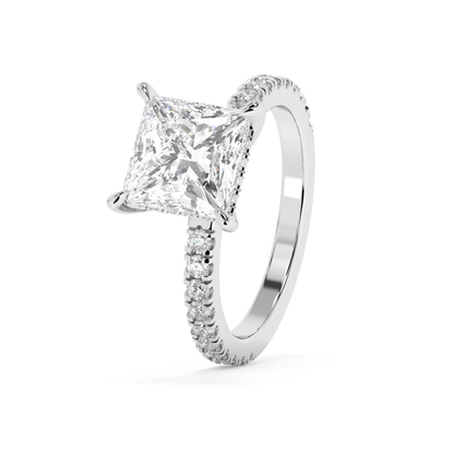 Emerald Solitaire Lab Grown Diamond Engagement Ring
