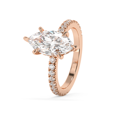 Emerald Solitaire Lab Grown Diamond Engagement Ring