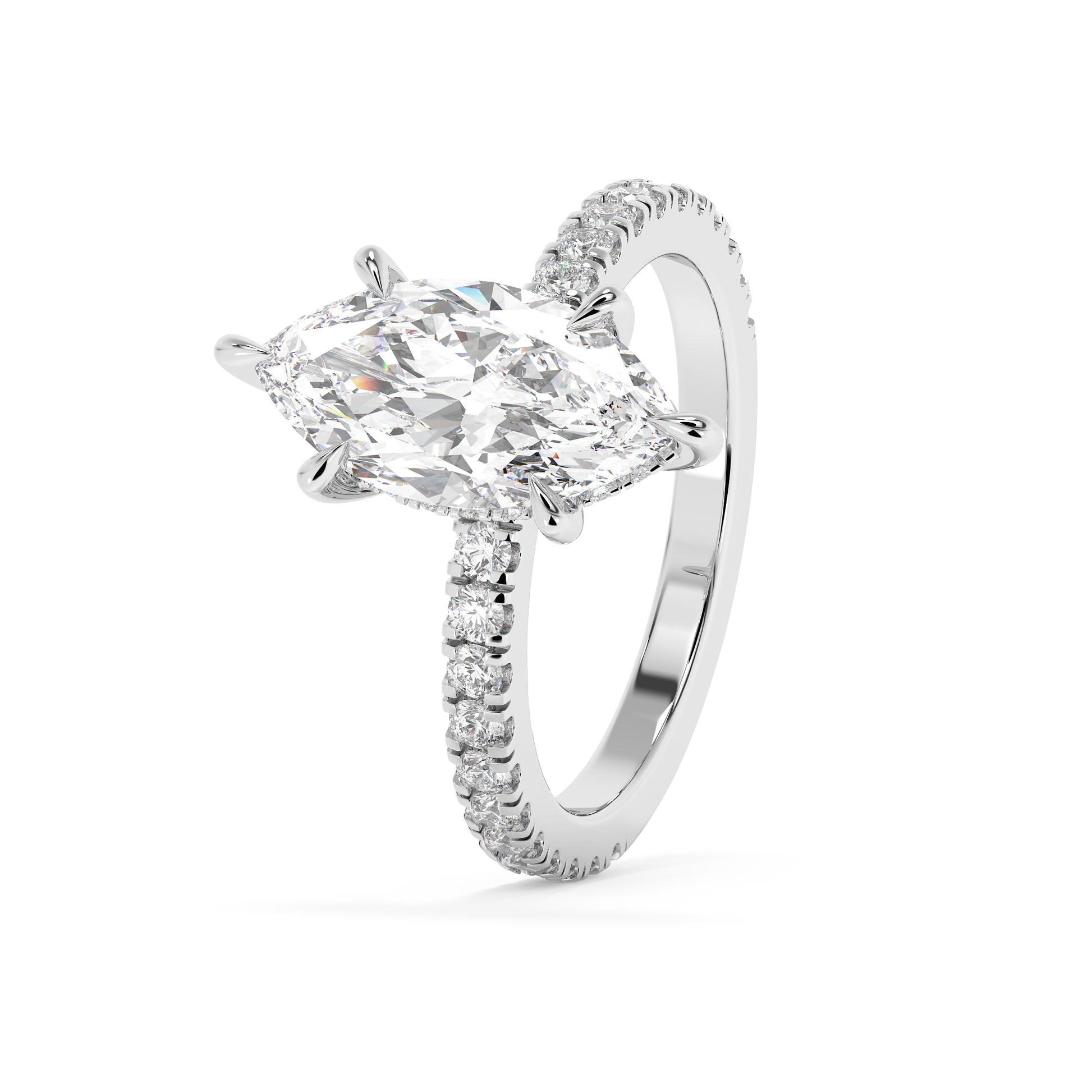 Emerald Solitaire Lab Grown Diamond Engagement Ring