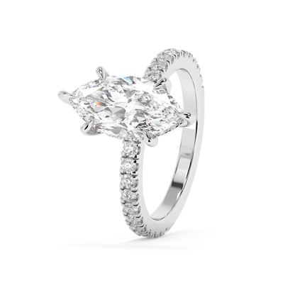 Emerald Solitaire Lab Grown Diamond Engagement Ring
