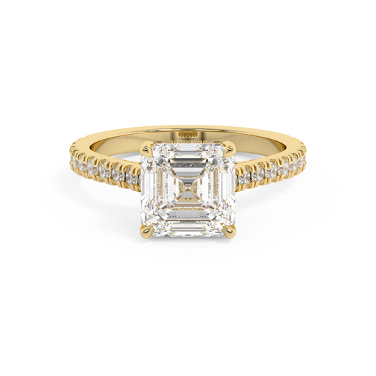 Emerald Solitaire Lab Grown Diamond Engagement Ring