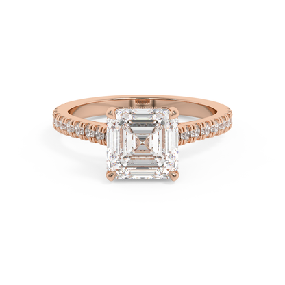 Emerald Solitaire Lab Grown Diamond Engagement Ring