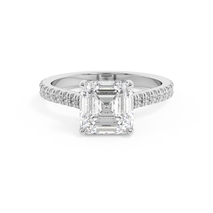 Emerald Solitaire Lab Grown Diamond Engagement Ring