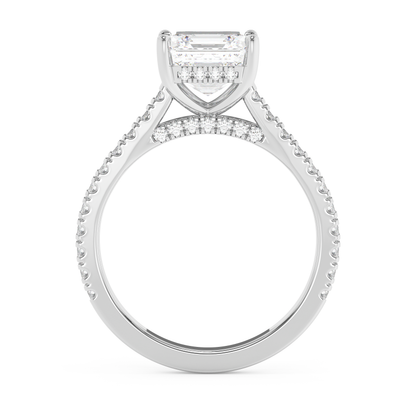 Emerald Solitaire Lab Grown Diamond Engagement Ring