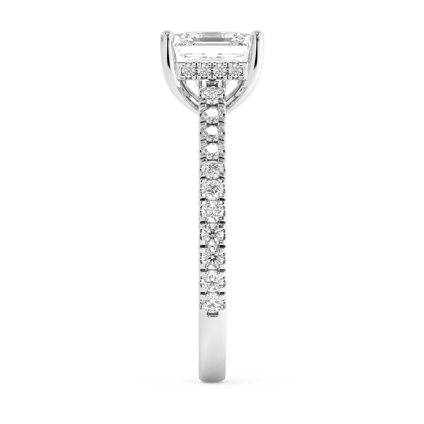 Emerald Solitaire Lab Grown Diamond Engagement Ring