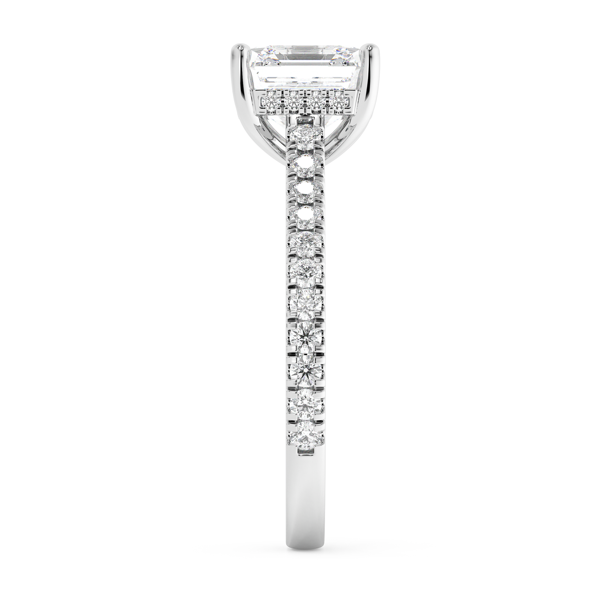 Emerald Solitaire Lab Grown Diamond Engagement Ring