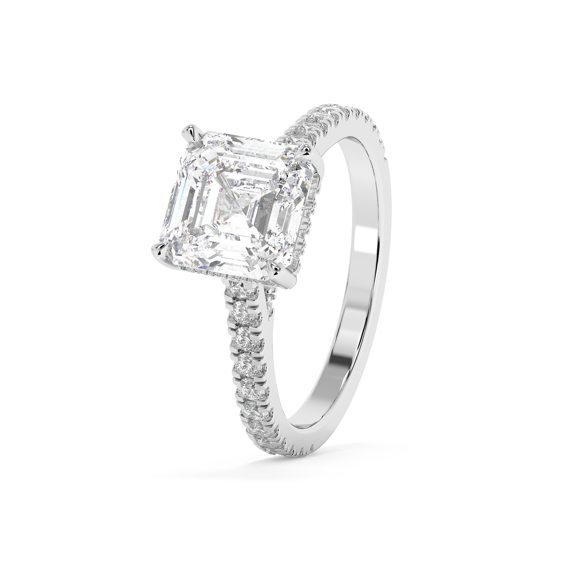 Emerald Solitaire Lab Grown Diamond Engagement Ring