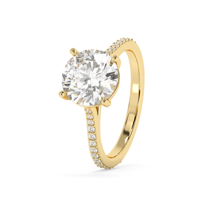 Emerald Solitaire Lab Grown Diamond Engagement Ring