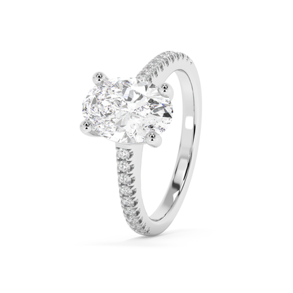 Emerald Solitaire Lab Grown Diamond Engagement Ring