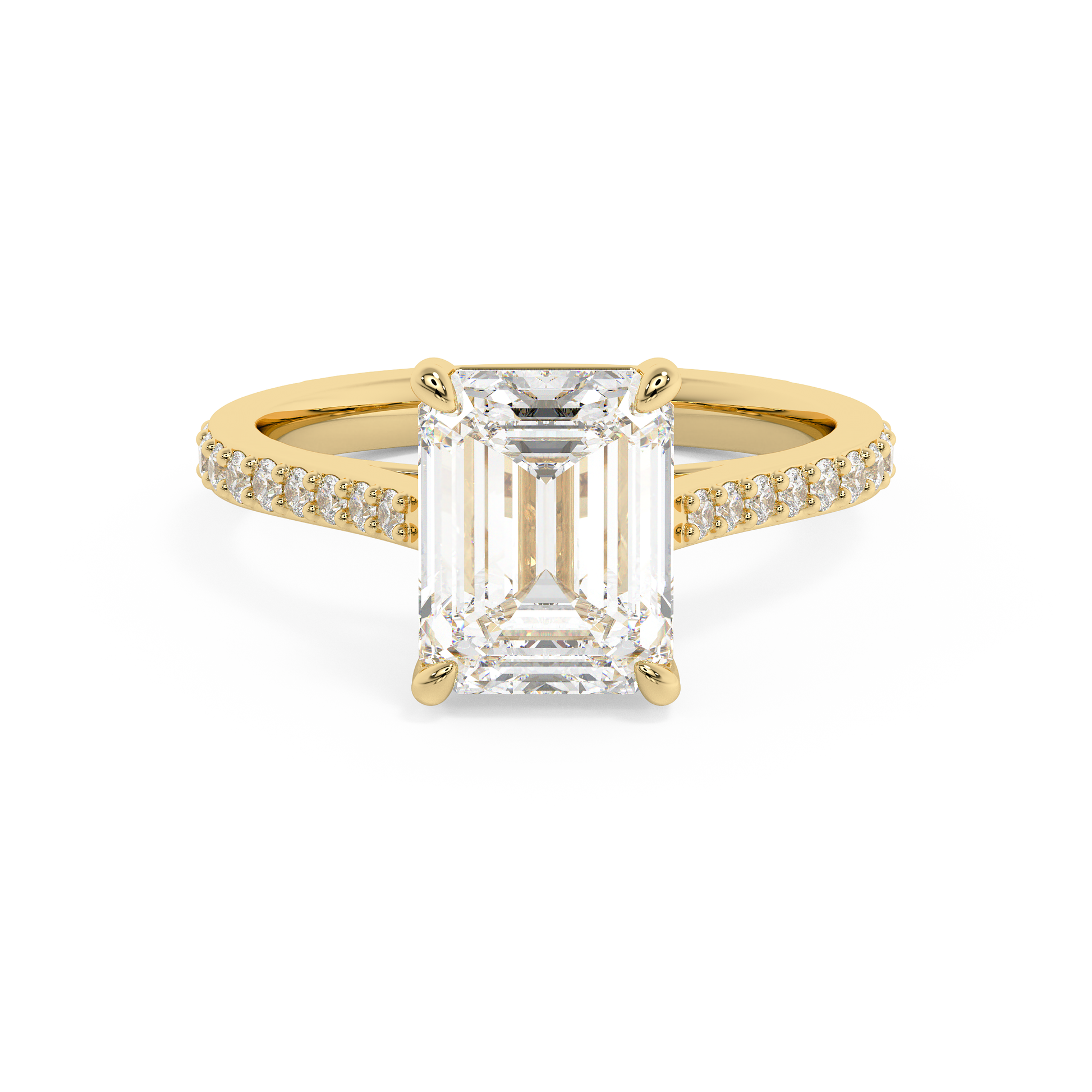Emerald Solitaire Lab Grown Diamond Engagement Ring