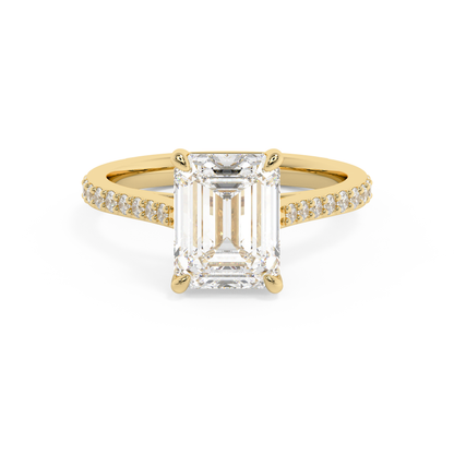 Emerald Solitaire Lab Grown Diamond Engagement Ring