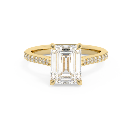 Emerald Solitaire Lab Grown Diamond Engagement Ring